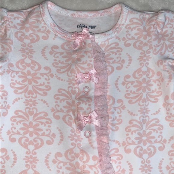 Little Me Pink Footie 3M Bows Tulle EUC - Picture 3 of 10